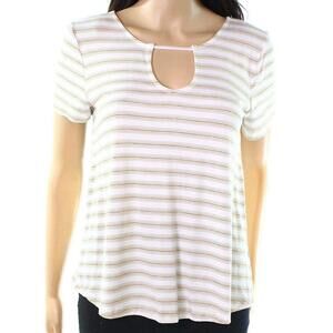 Pink Rose Womens Striped Keyhole Knit Top Size S